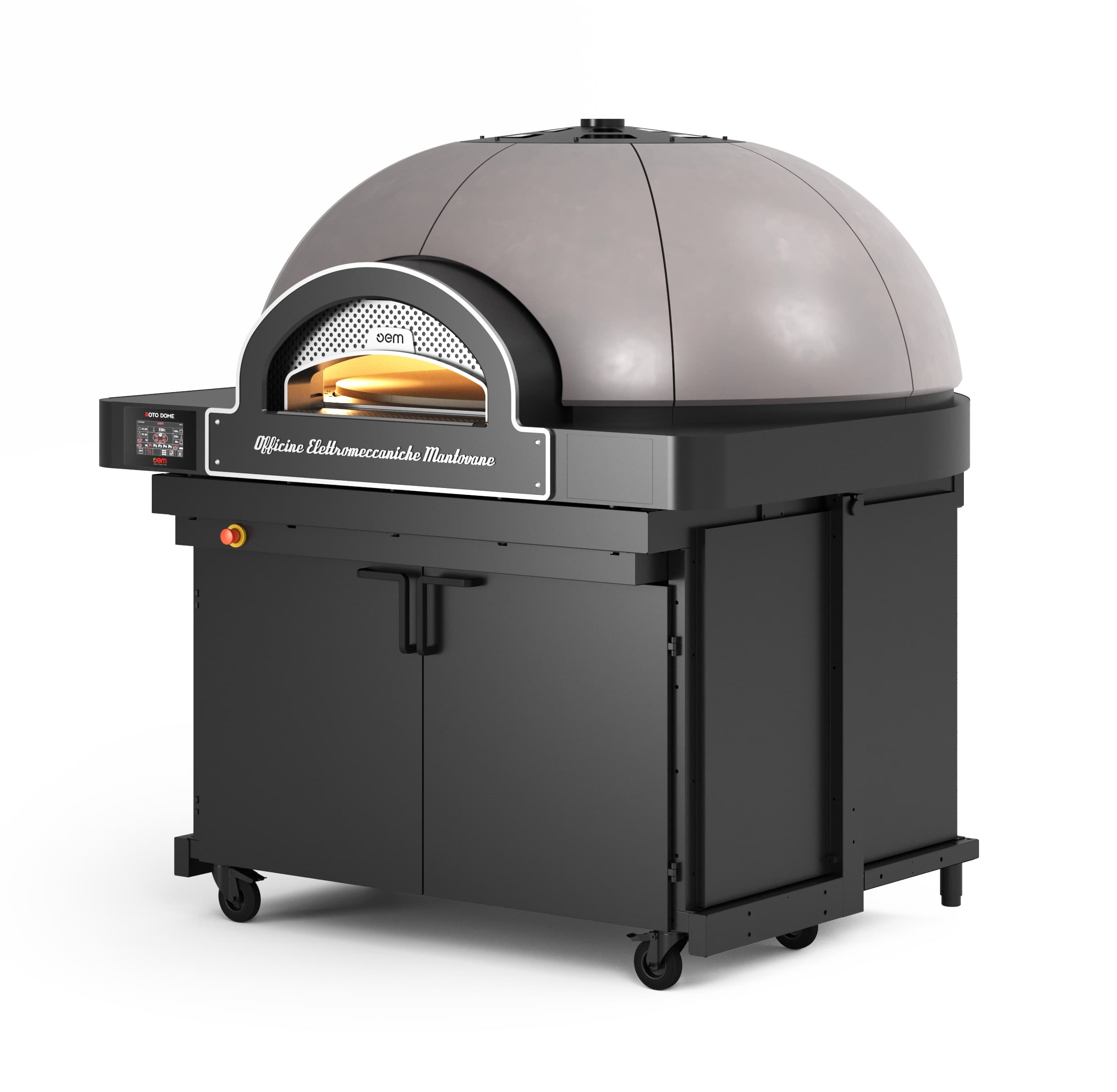 Kuppel-Pizzaofen auf schwarzem Untergestell – Pizzeria