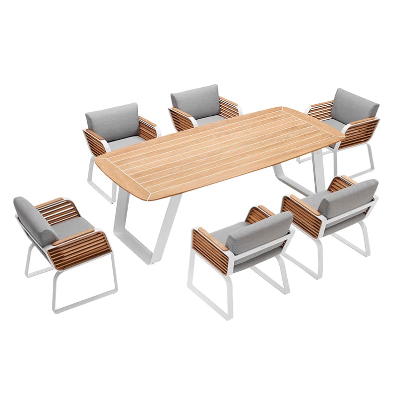 Wing Diningset Weiß/Grau | 7-teilig