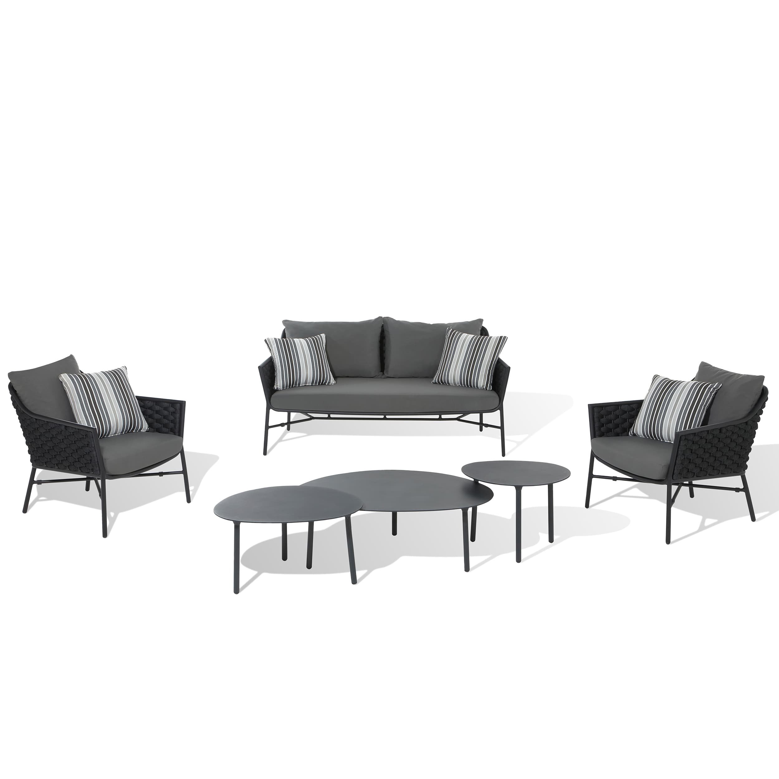 Rio Lounge Set - Anthrazit/Schwarz | 4-teilig