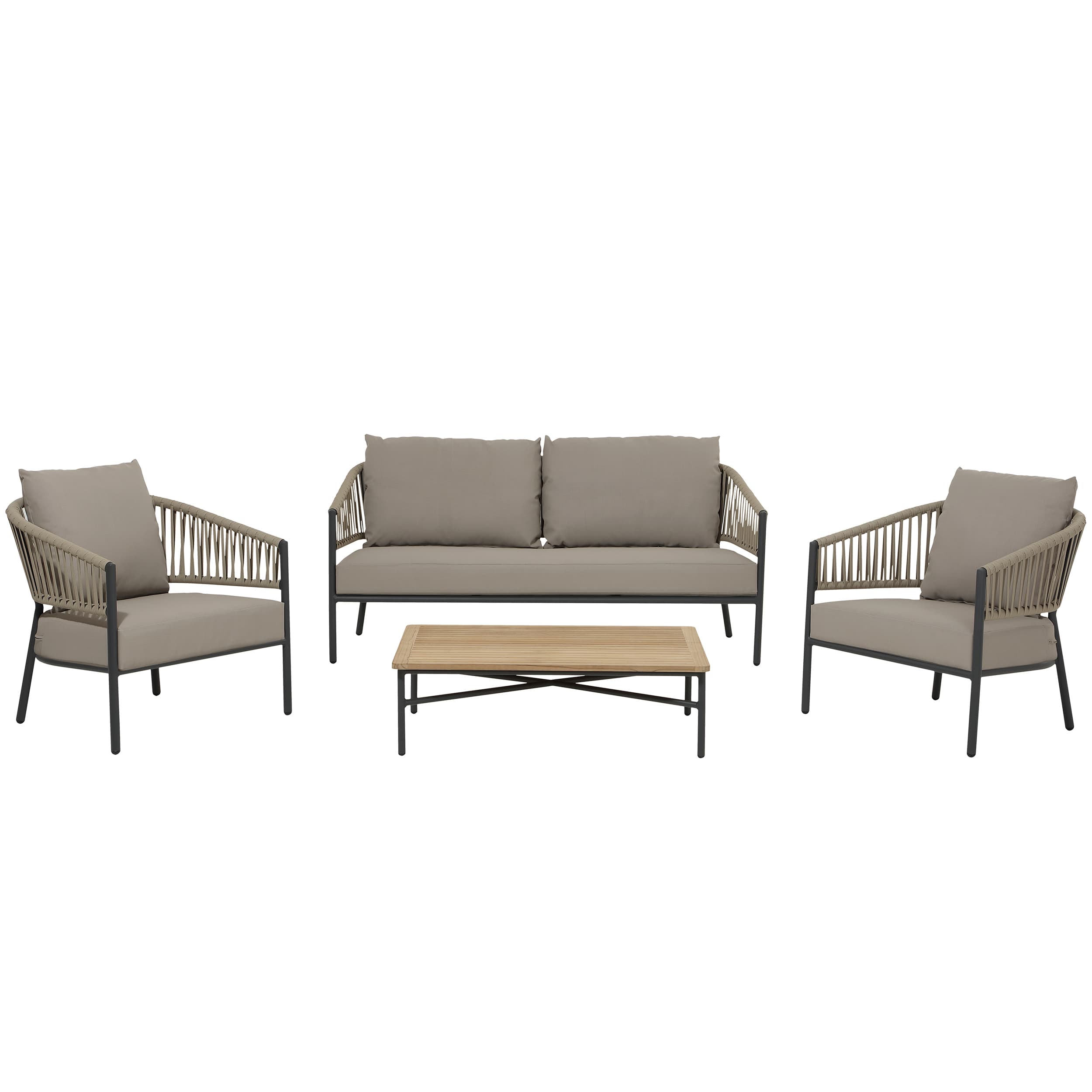 Bodhi Lounge Set - Anthrazit/Beige | 4-teilig
