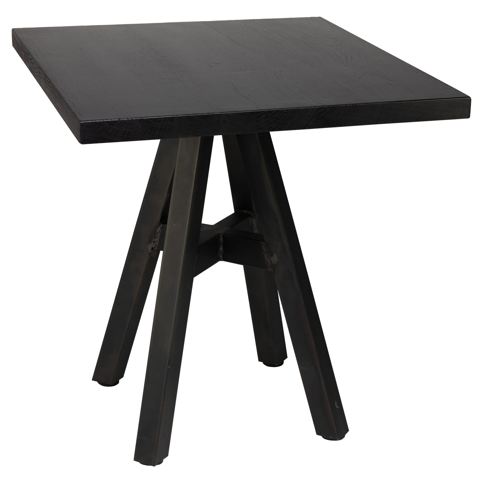 Tischset - Portland Industrial Gestell + Massive Eiche Tischplatte Schwarz