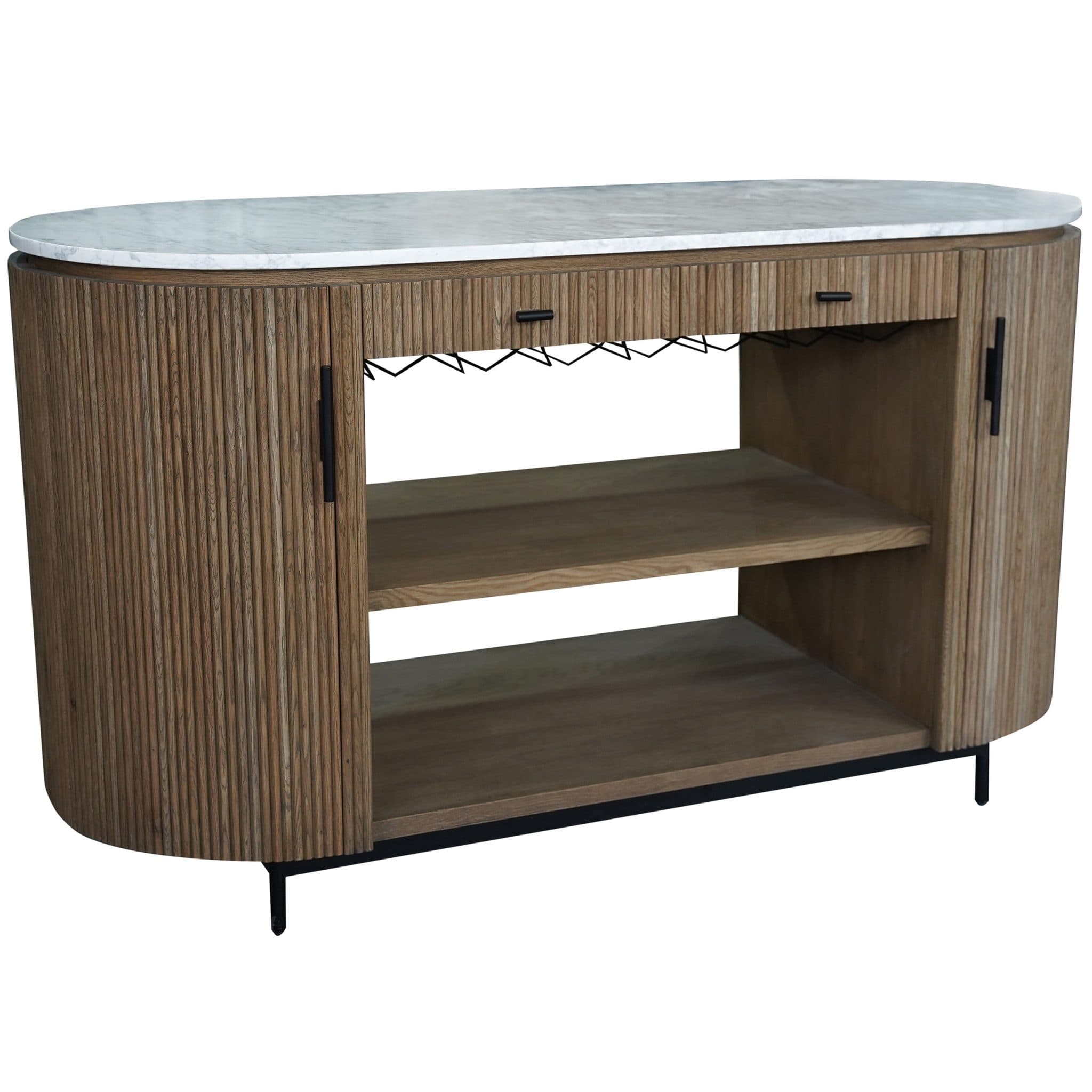 Moretti Buffetschrank - Eiche Natur - Weißer Epoxy Marmor