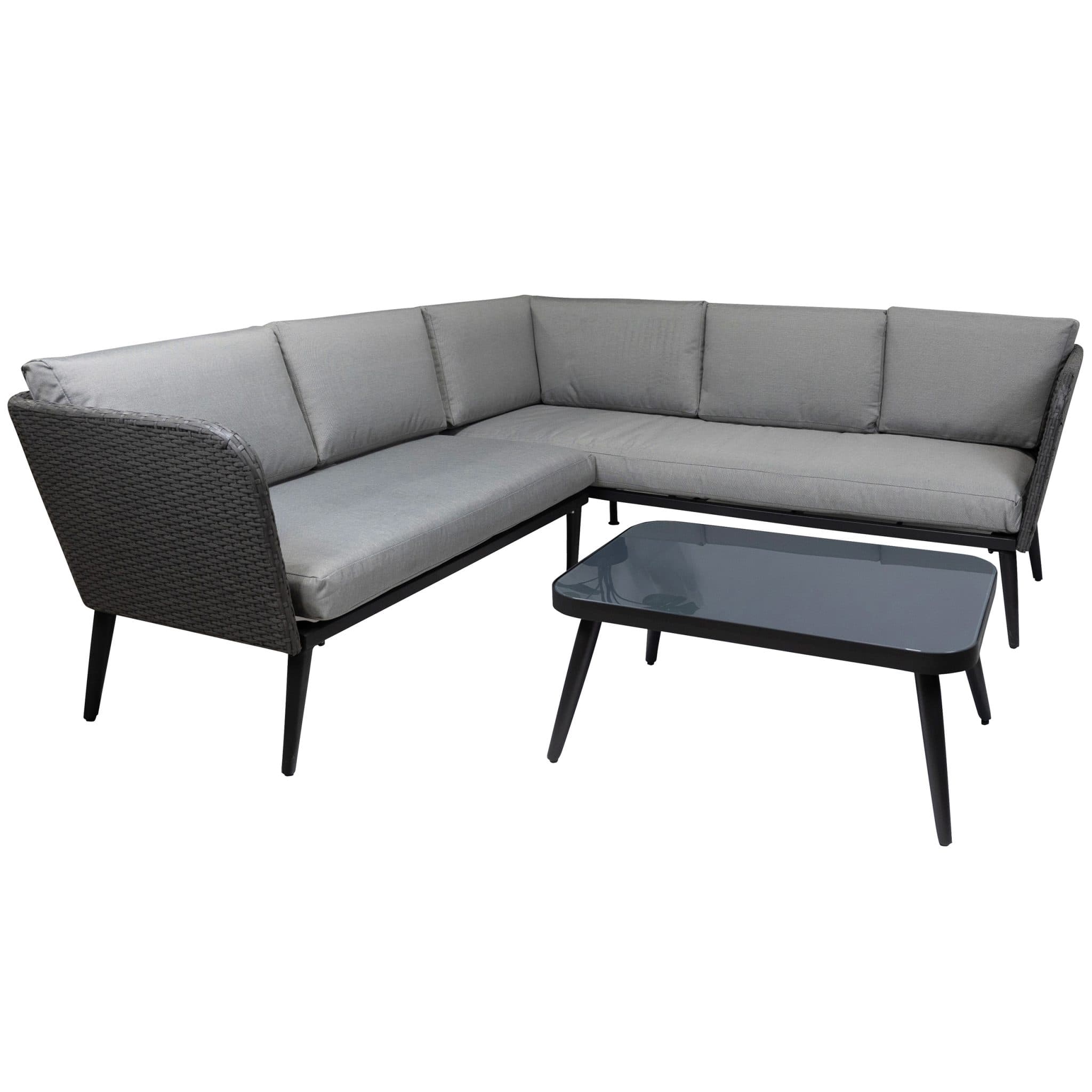 Salera Lounge Ecke Set - Anthrazit + Nessa Pflanzenhalter