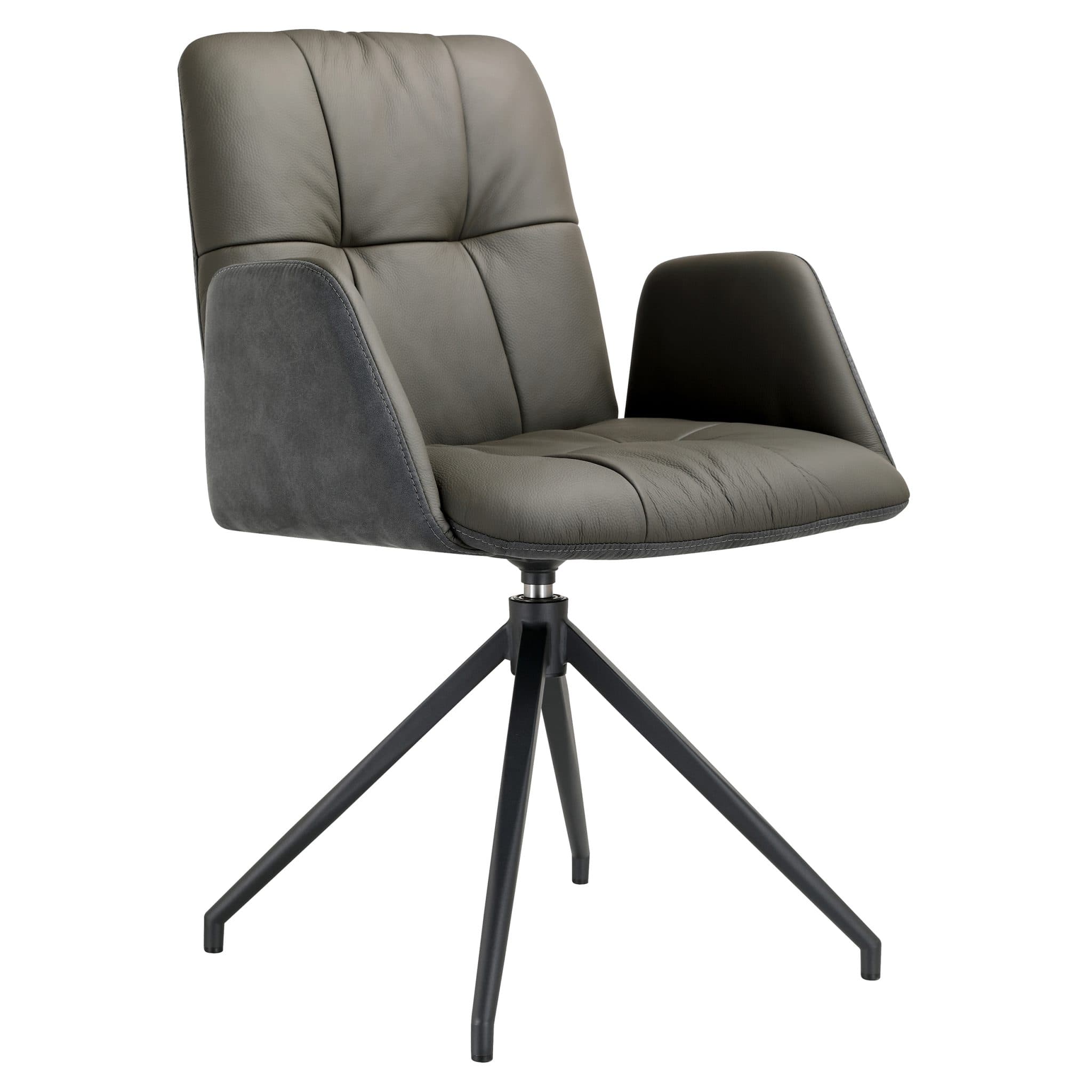 Cleo Armstuhl - Drehbar - Wald Grau Leder