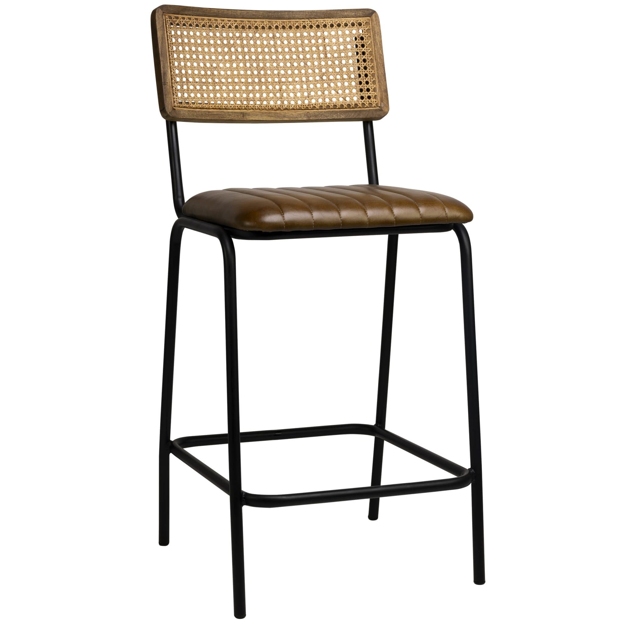 Jens Barhocker Niedrig - Cognac/Schwarz Rahmen