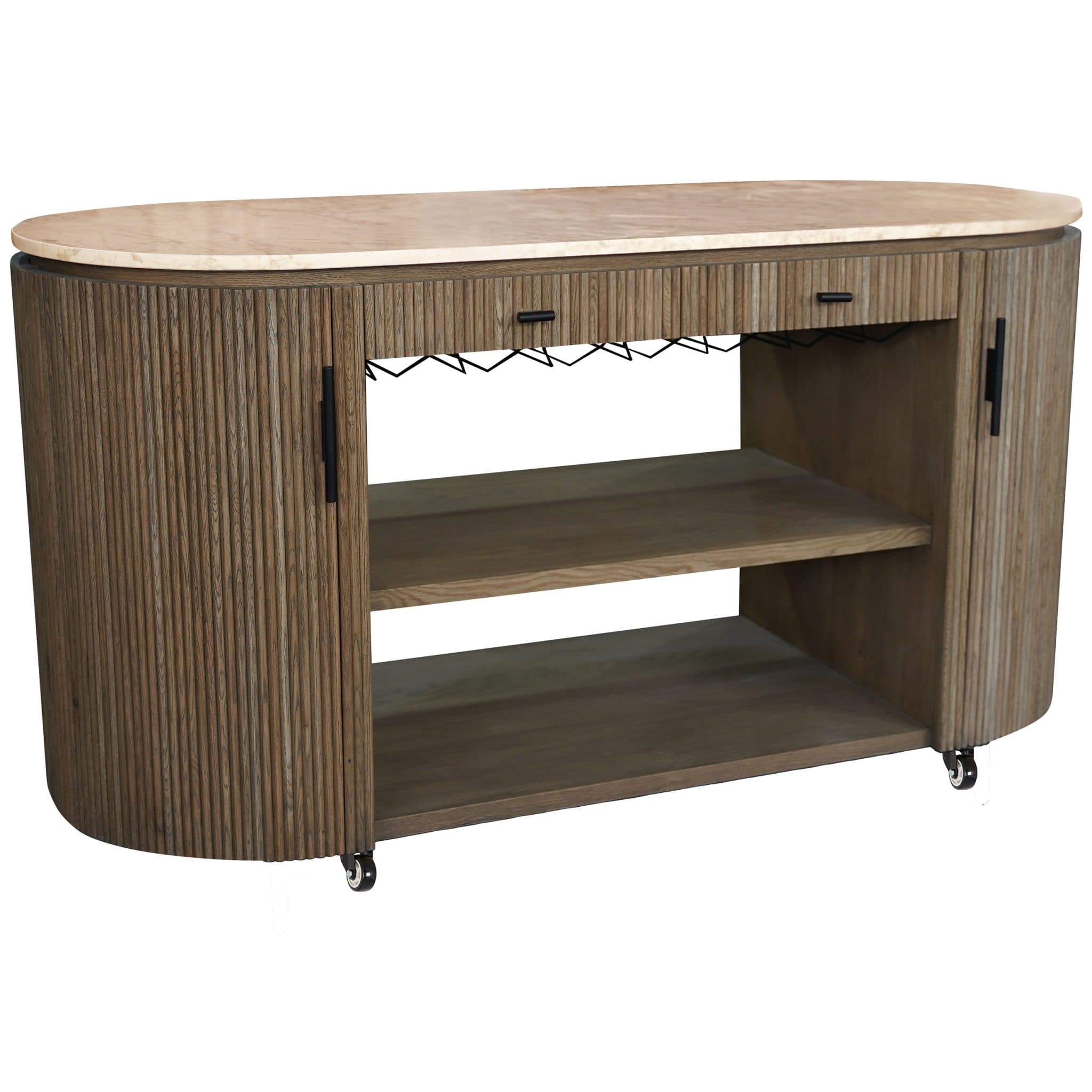 Moretti Buffetschrank - Eiche Natur - Brauner Epoxy Marmor