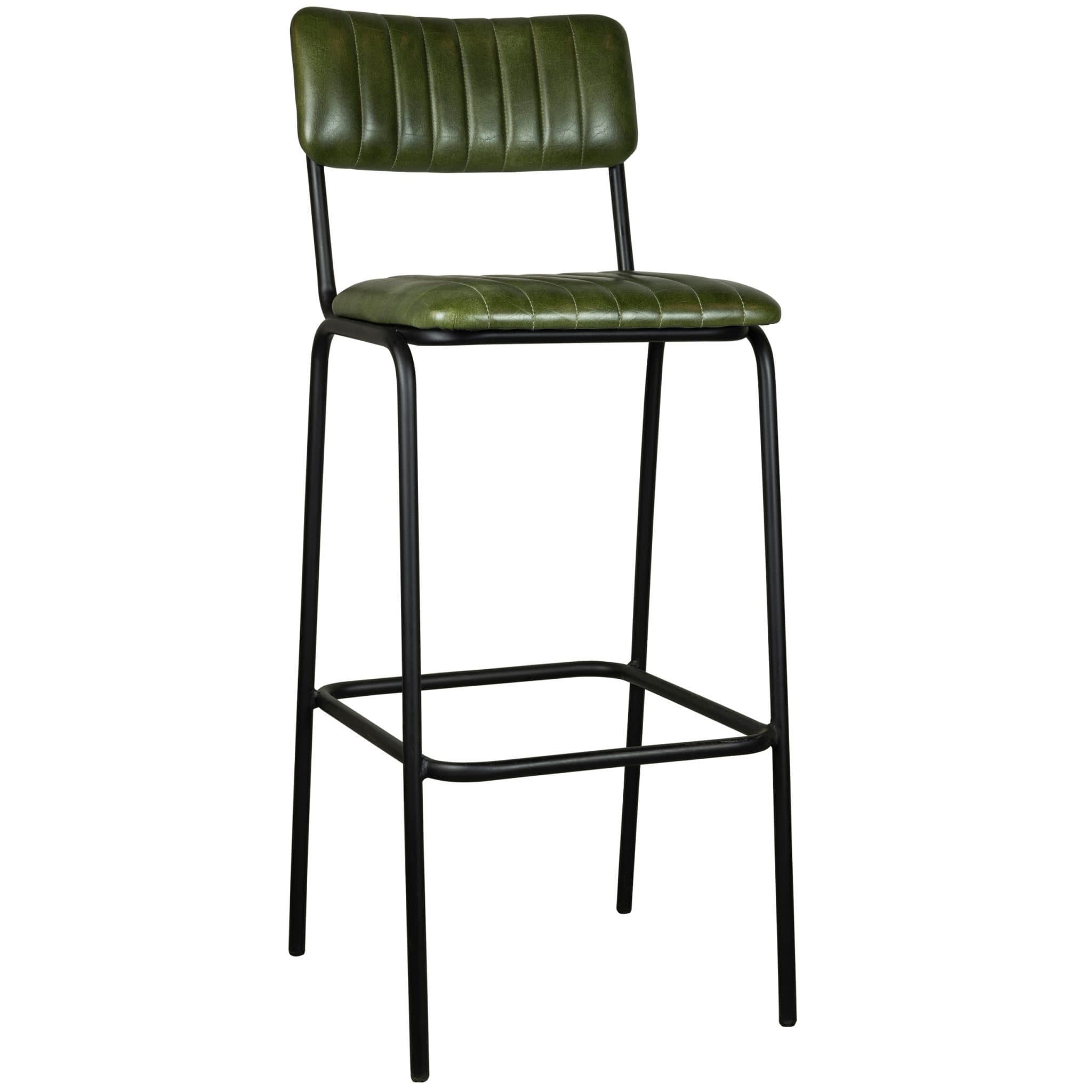 Jenson Barhocker - Grün Leder/Schwarzer Rahmen