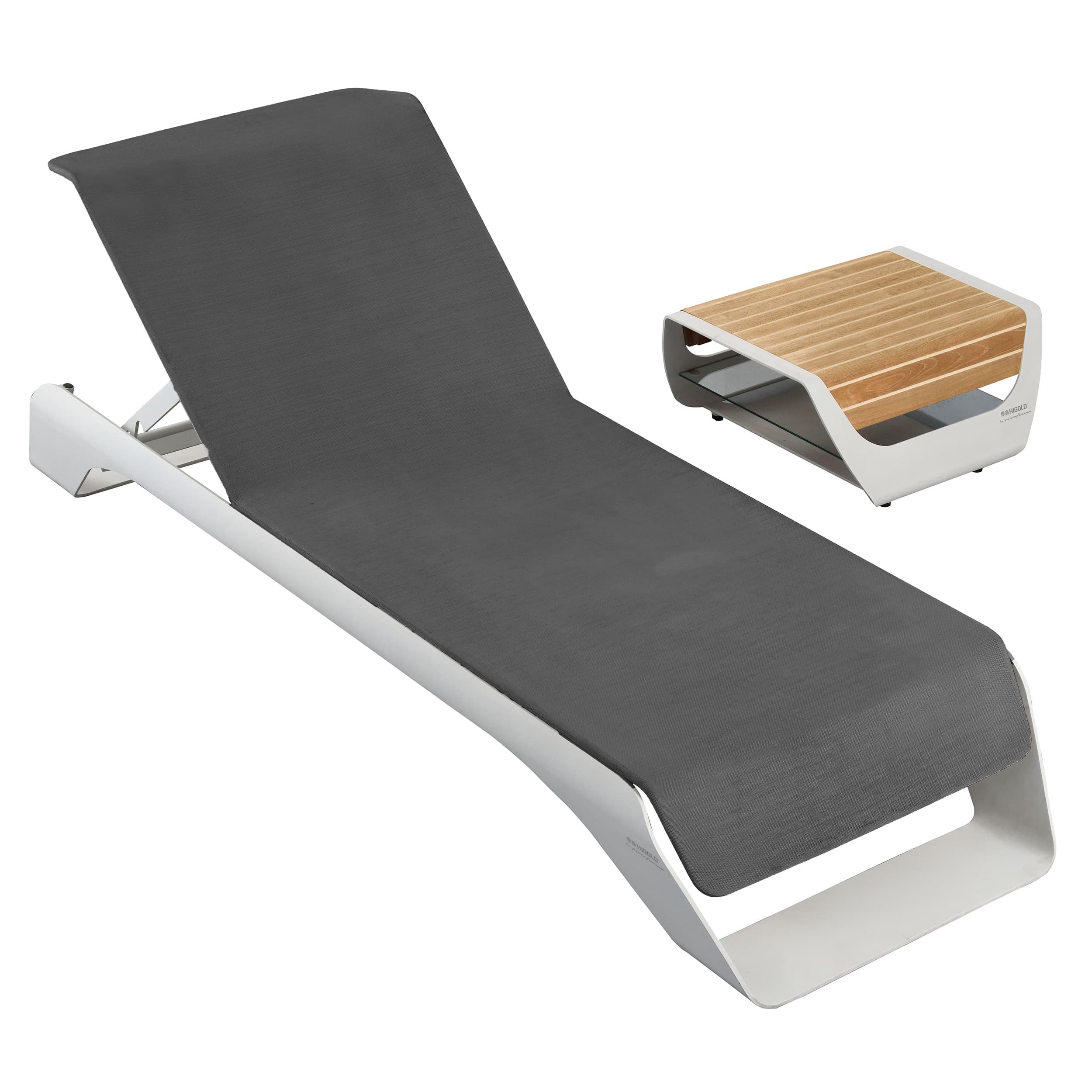 Onda Sonnenliege-Set - Weiß/Anthrazit | 2-teilig