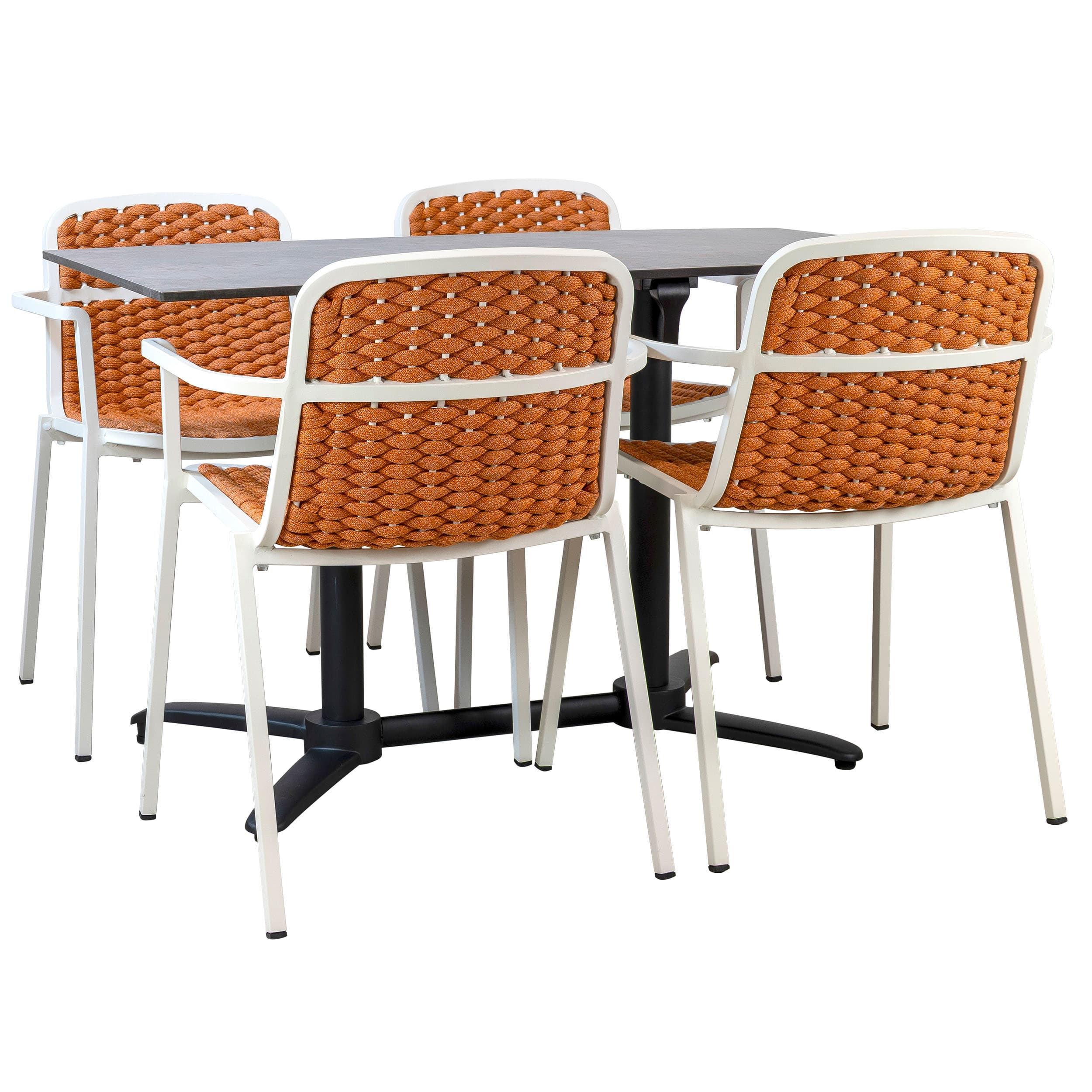 Tora - Terrassenset 5-teilig - Weiß/Ocker - Metallic Oxid