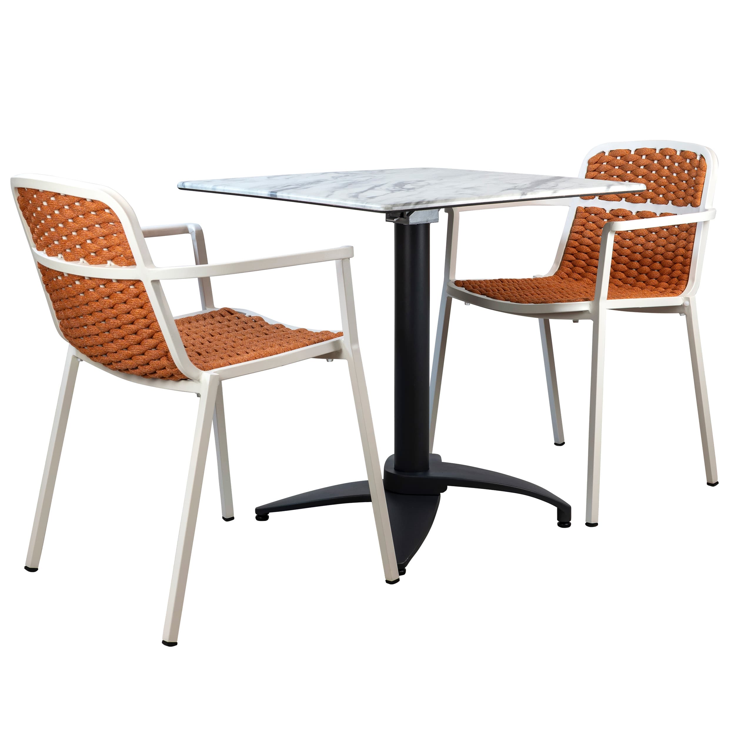 Tora - Terrassenset 3-teilig - Weiß/Ocker - Marmor