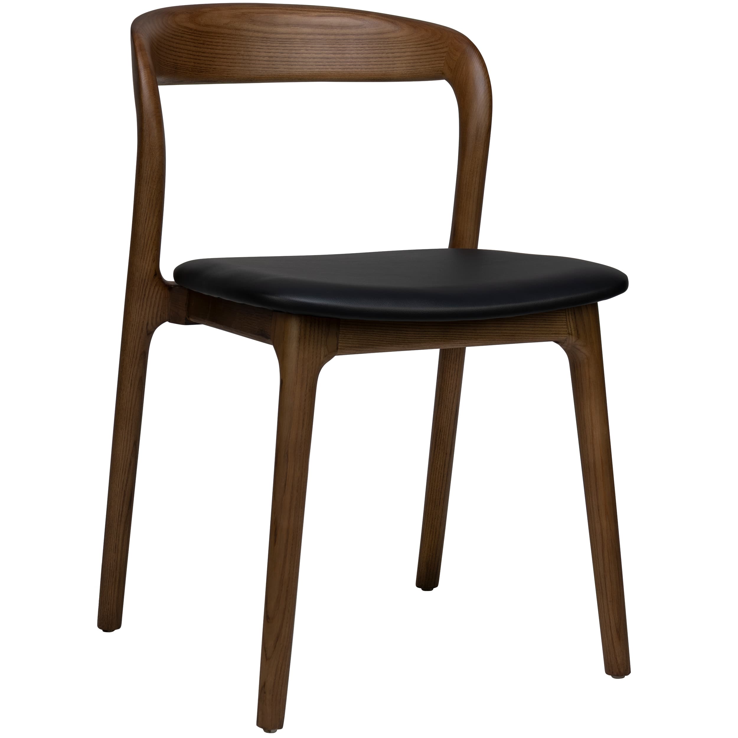 Zenn Stuhl - Eschenholz - Schwarzes Kunstleder