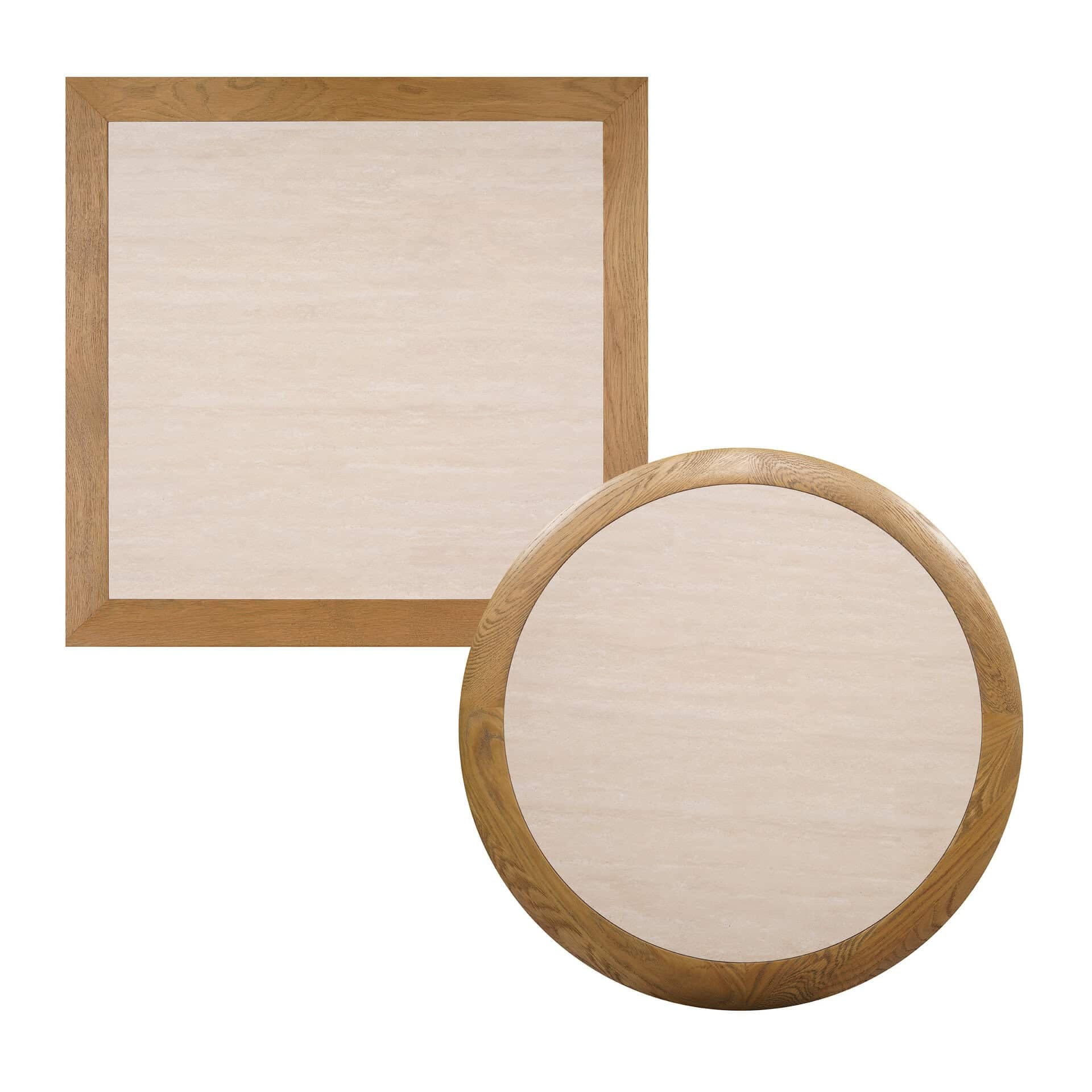 Romeo Eichenholz Tischplatte – Keramikmarmor – Creme