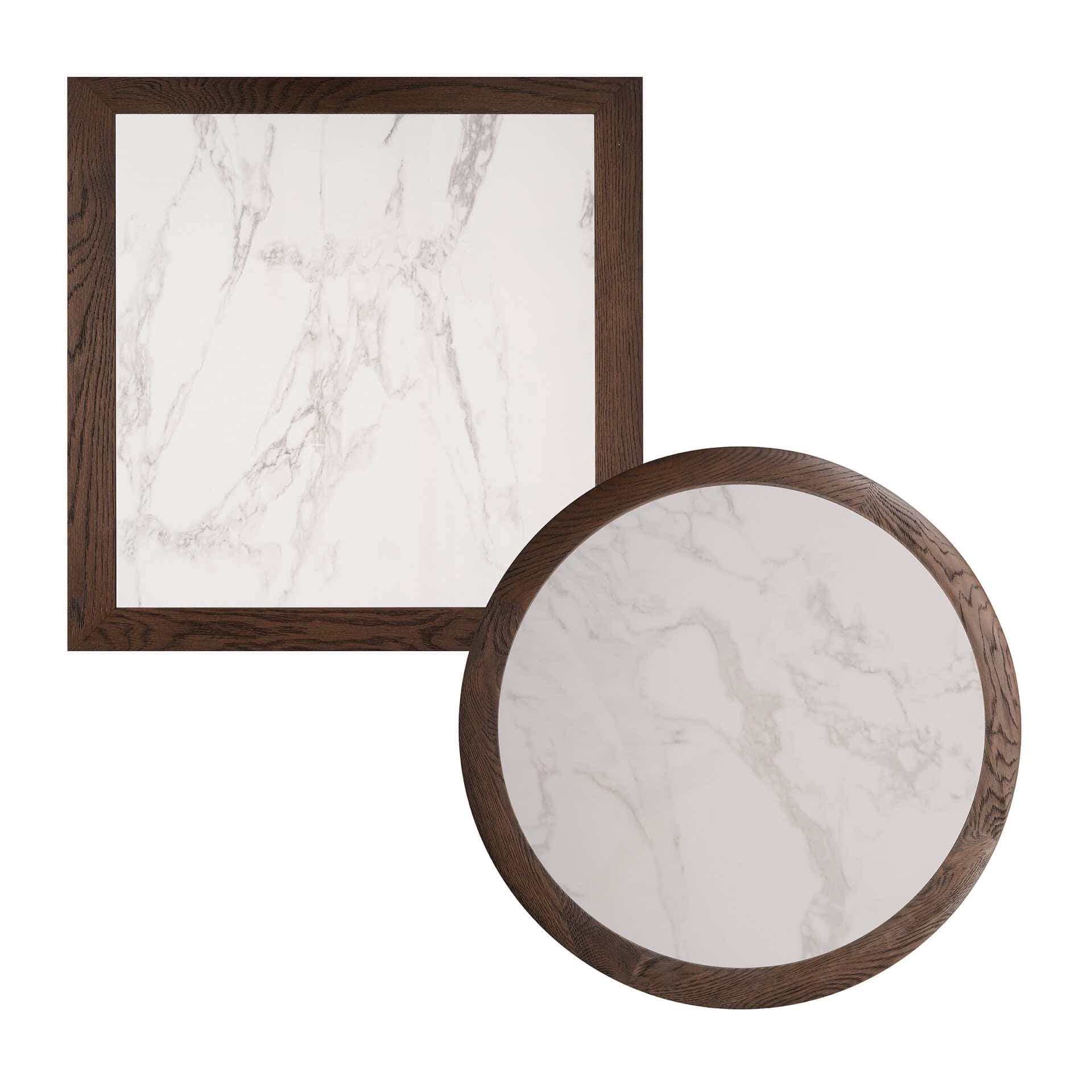 Romeo Eichenholz Tischplatte – Keramikmarmor – Weiß