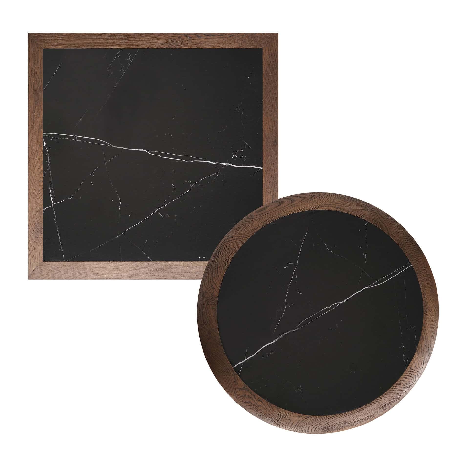 Romeo Eichenholz Tischplatte – Keramikmarmor – Schwarz